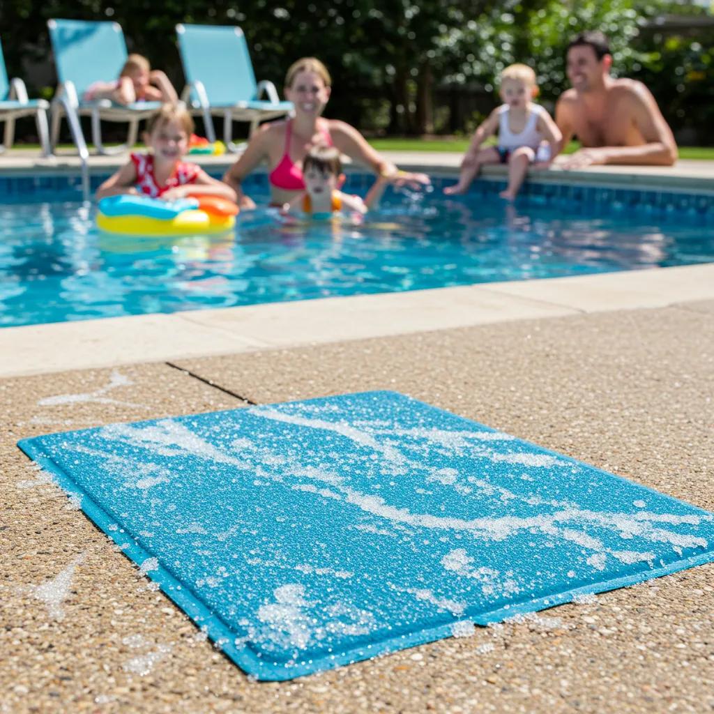 Clean and safe pool deck showcasing family enjoyment, emphasizing the safety benefits of professional pool cleaning
