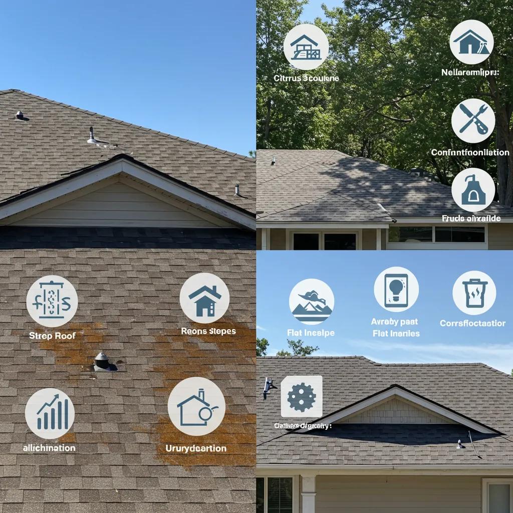Illustration of factors influencing roof cleaning costs: size, material, and contamination level in Citrus County