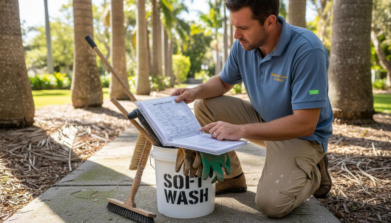 Contractor reviewing cleaning methods on site