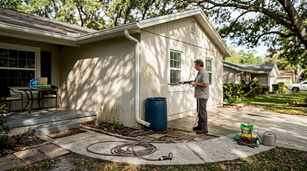 Homeowner soft washing Citrus County home exterior