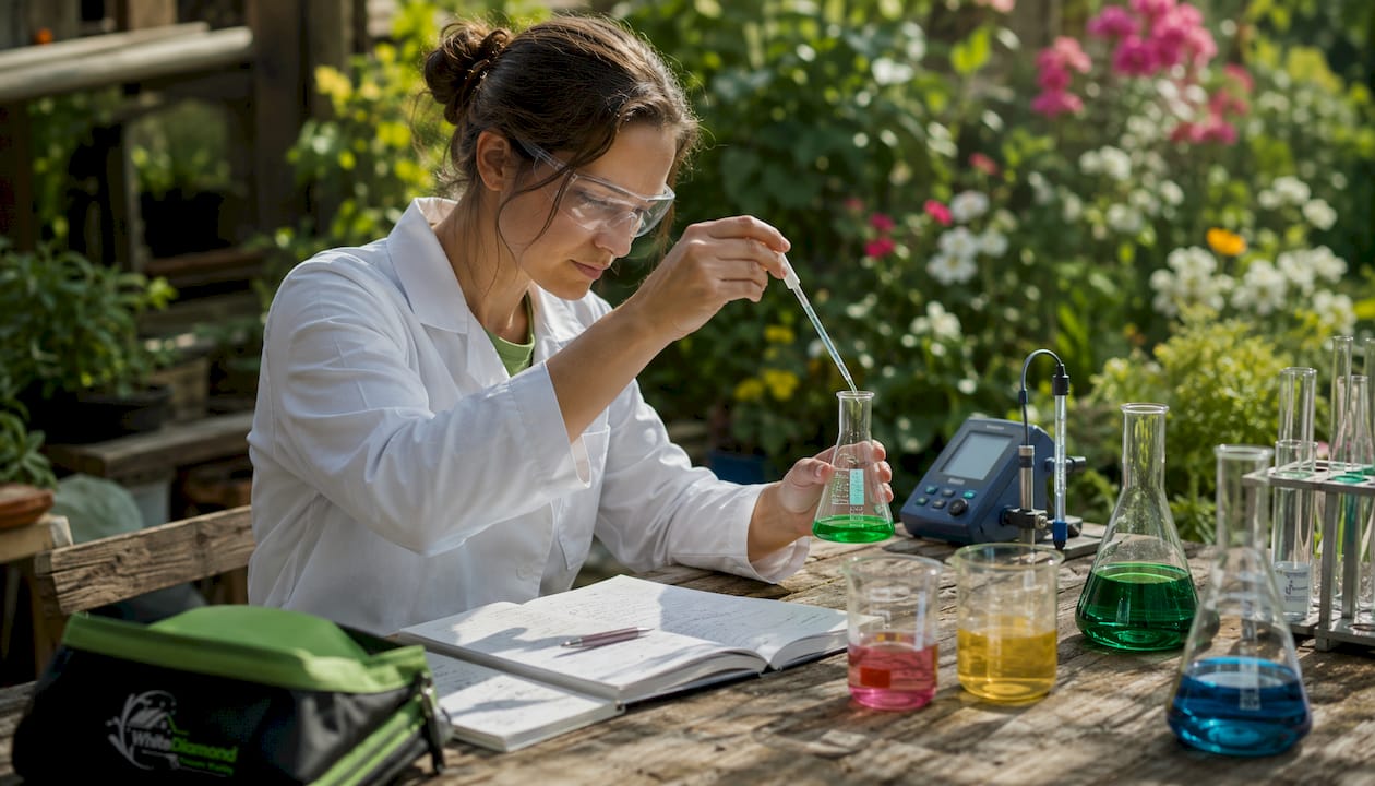 Chemist measuring pH in lab