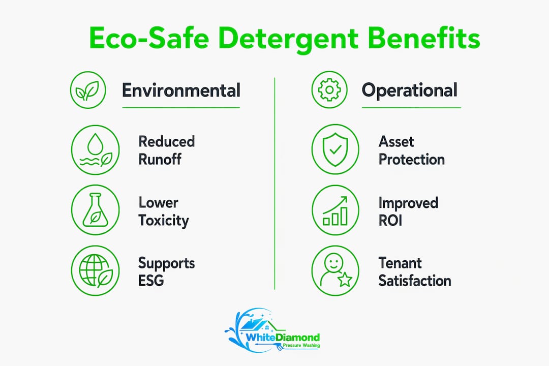 Infographic contrasting environmental and operational benefits