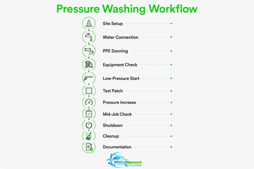 Infographic outlining pressure washing safety steps