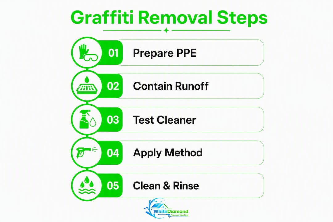 Infographic illustrating graffiti removal steps