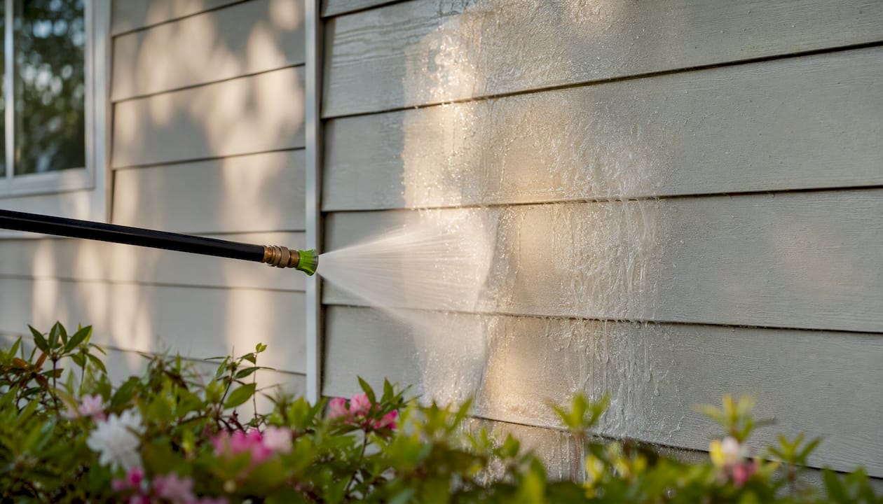 Soft washing painted siding with low pressure