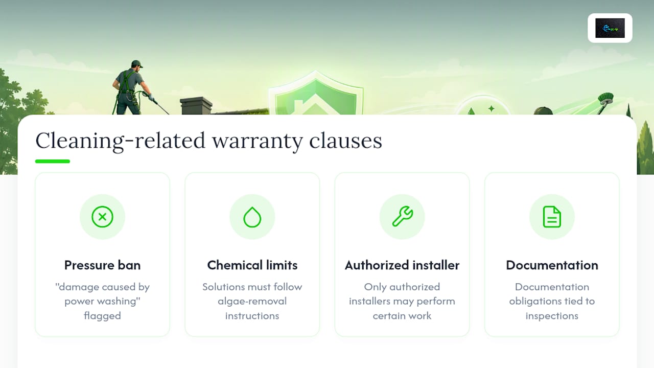 Diagram of roof warranty cleaning clause types