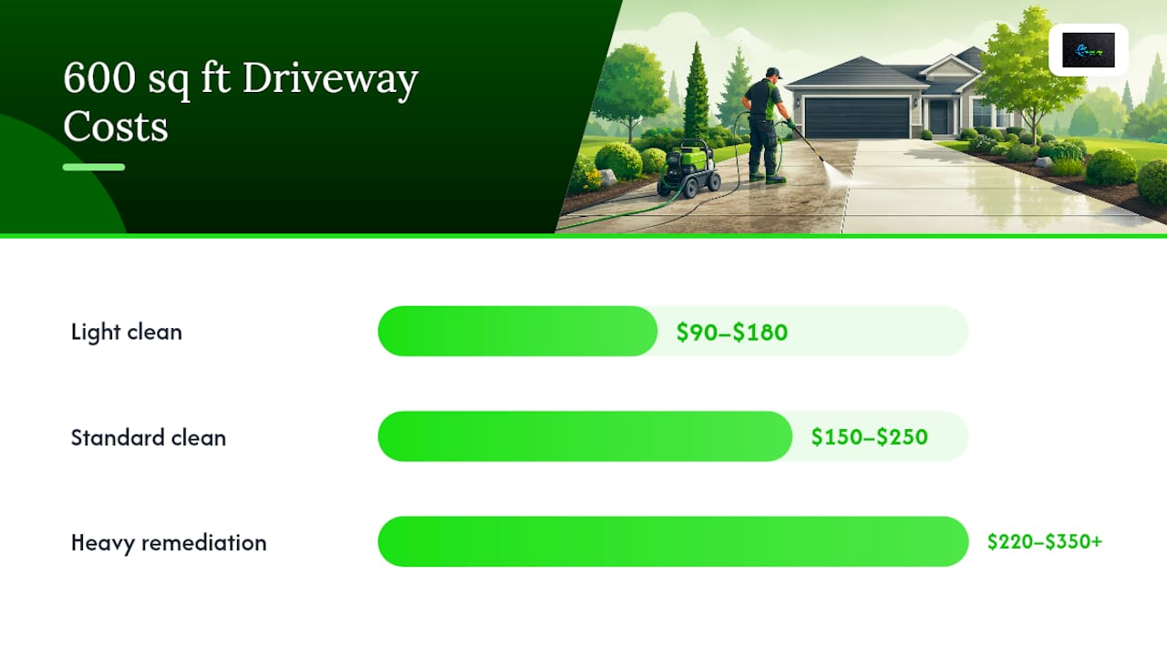 Diagram comparing driveway cleaning costs by job type