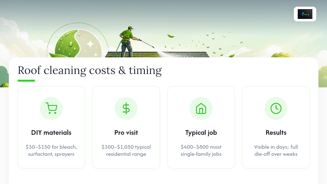 Roof cleaning cost and treatment timeline comparison