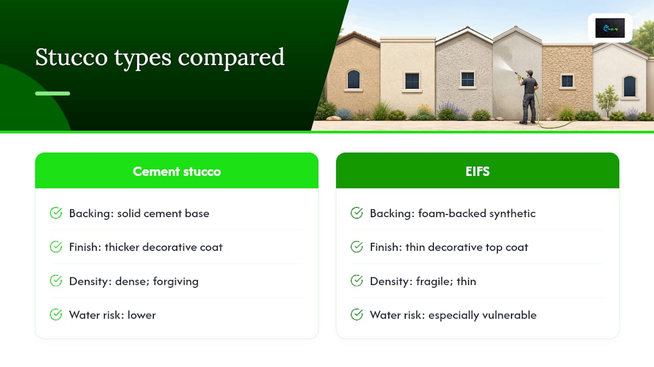 Comparison of cement stucco and EIFS vulnerability