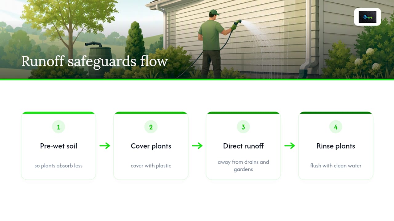 Steps for protecting plants from siding-cleaning runoff