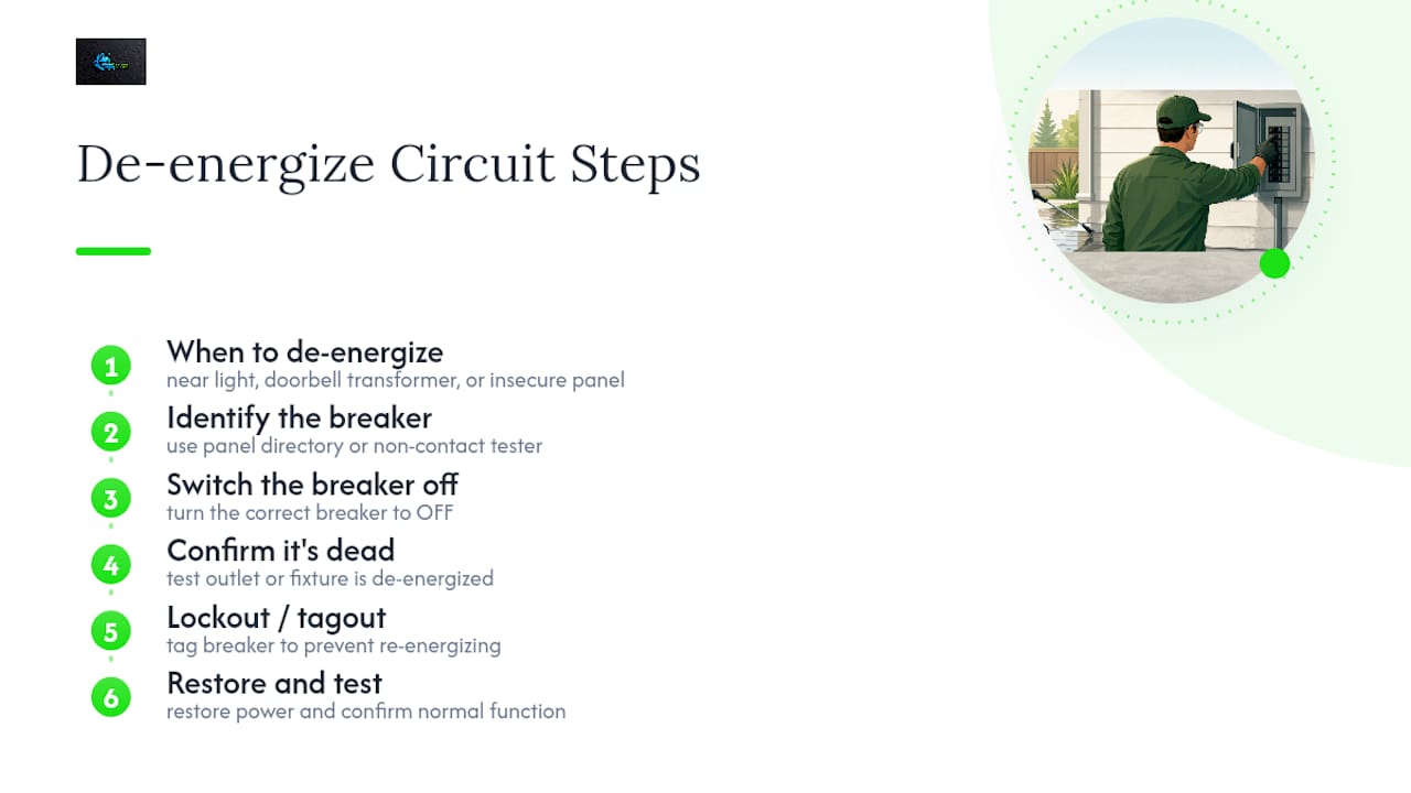 When and How to De-Energize Circuits First — overview diagram