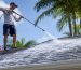 Soft washing foam applied to residential roof